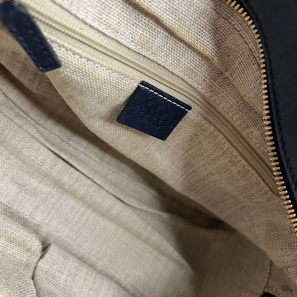 Gucci Navy Embossed Leather Satchel - Picture 6 of 12